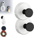 Suction Cup Hooks for Wreaths, 2025 New No Drill Suction Cup Hooks on Glass, Wreath Hanger for Front Door, Rustproof Hook Holder Towel Hook for Window Bathroom Mirrors Tile (2, White A)