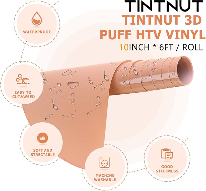 Tintnut Light Taupe Puff Heat Transfer Vinyl Roll, easy cut & weed, stretch - Image 2