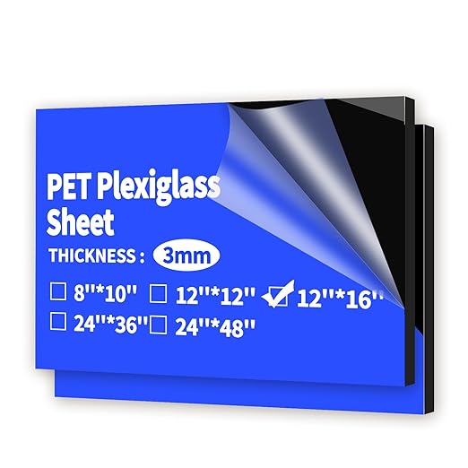 Art3d 1/8" Thick Plexiglass Sheets in Black by Art3d