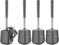 SetSail Toilet Brush and Holder 4 Pack, Self Closing Lid Toilet Bowl Brushes Holder Extra Long Handle Ventilated Toilet Brush Set for Bathroom Cleaning, Nylon Bristles, Grey