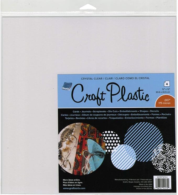 Grafix Craft Plastic Sheets 12"X12" 4/Pkg-Clear .007 by Grafix