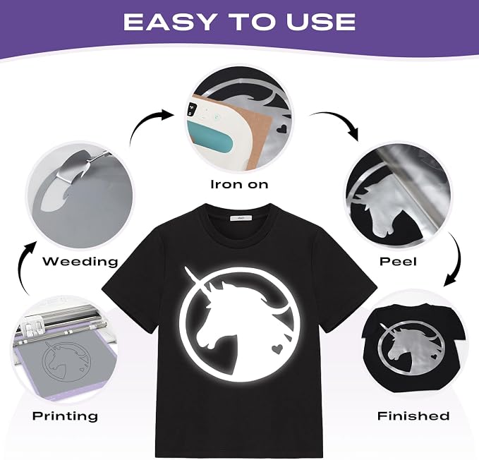 TUMIYA Heat Transfer Vinyl Reflective Light Gray HTV Roll, Reflective HTV Vinyl - Image 4