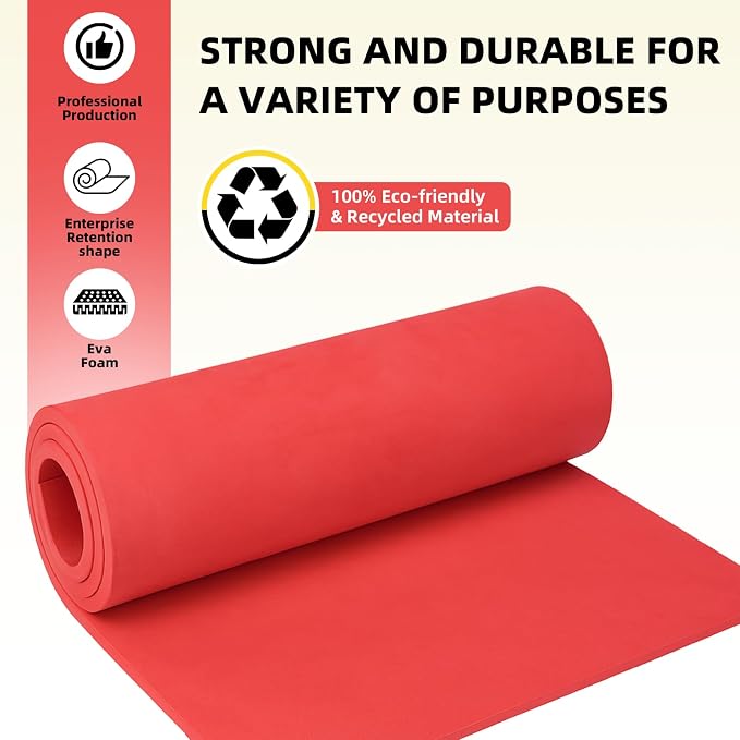 Do²ping Red Eva Foam Sheets Roll, 10mm EVA Craft Foam 39''x13.9'' High Density - Image 4
