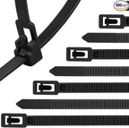 Reusable Zip Ties 12 Inch, Releasable Plastic Tie Wraps, Wire Ties Removable by ProfessionalinZipTies
