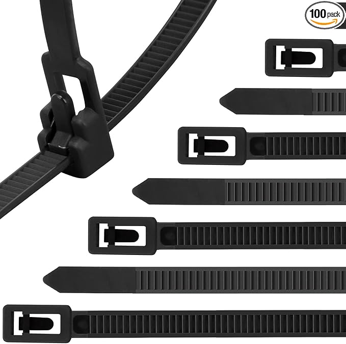 Reusable Zip Ties 12 Inch, Releasable Plastic Tie Wraps, Wire Ties Removable by ProfessionalinZipTies