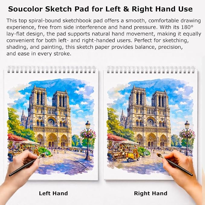 Soucolor Sketch Book 9x12, 100 Sheets Drawing Pad, Art Sketchbook - Image 6