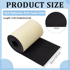 BENECREAT 118x8 Inch Black Self Adhesive EVA Foam Roll, 4mm Thick Waterproof - Image 2