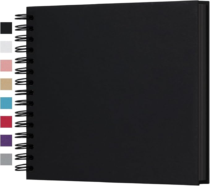 potricher 8 x 8 Inch DIY Scrapbook Photo Album 80 Pages Thick Kraft Blank Black by potricher