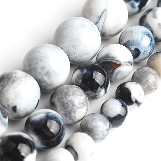 35pcs Round Loose White Fire Agate Beads - Image 3