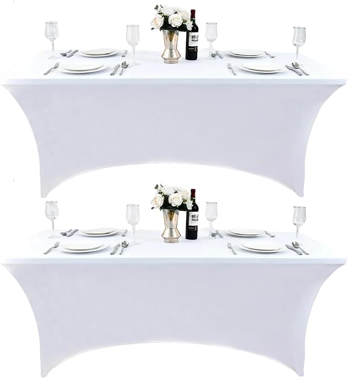 2-Pack 4ft White Spandex Table Covers by Unknown