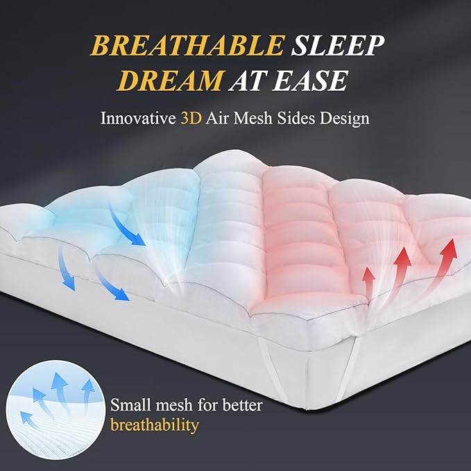 DOWNCOOL 3 Inch Full Mattress Topper, Ultra Thick and Fluffy Supportive Memory - Image 5