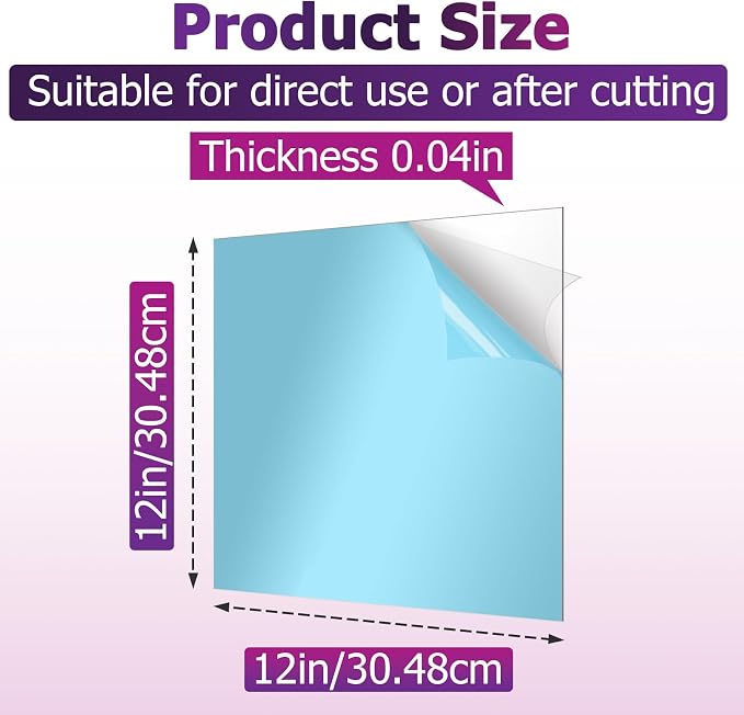 10 Pcs 12 x 12 x 0.04 Inch Acrylic Two Way Mirror Sheets | Through Mirror Glass - Image 3