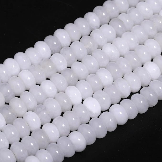 Songxi 5x8mm Natural White Marble Stone Rondelle Beads, Gemstone - Image 2