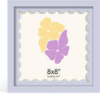 8x8 Picture Frame with Wavy Mat, Wooden Real Glass 8 x 8 Photo Frame by THKRLOF