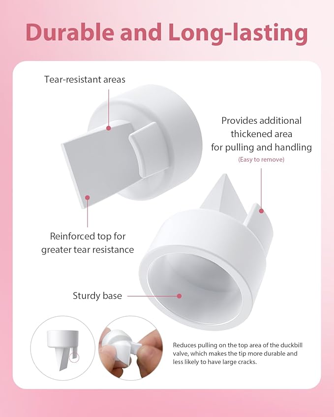 Electric Breast Pump Parts Compatible with Spectra S1/S2/9 Plus, 2Pcs Duckbill Valves and 2Pcs 23mm Flange (Not Original Spectra Accessories)