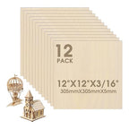 12 Pack Basswood Sheets 12"×12"×3/16" Unfinished Plywood Sheet | Smooth Thin by Unknown