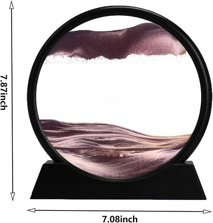 rysnwsu 3D Dynamic Sand Art Liquid Motion, Moving Sand Art Picture Round Glass - Image 2