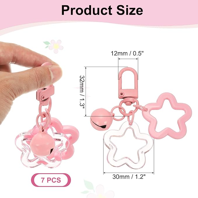 PATIKIL Star Keychain, Candy Color Acrylic Pentagram Keychain Stars Charms Bell - Image 2