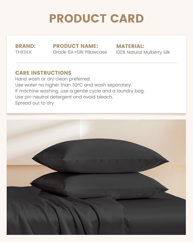 THXSILK Silk Pillowcase for Hair and Skin, 100% Mulberry Silk Grade 6A+ Silk - Image 8