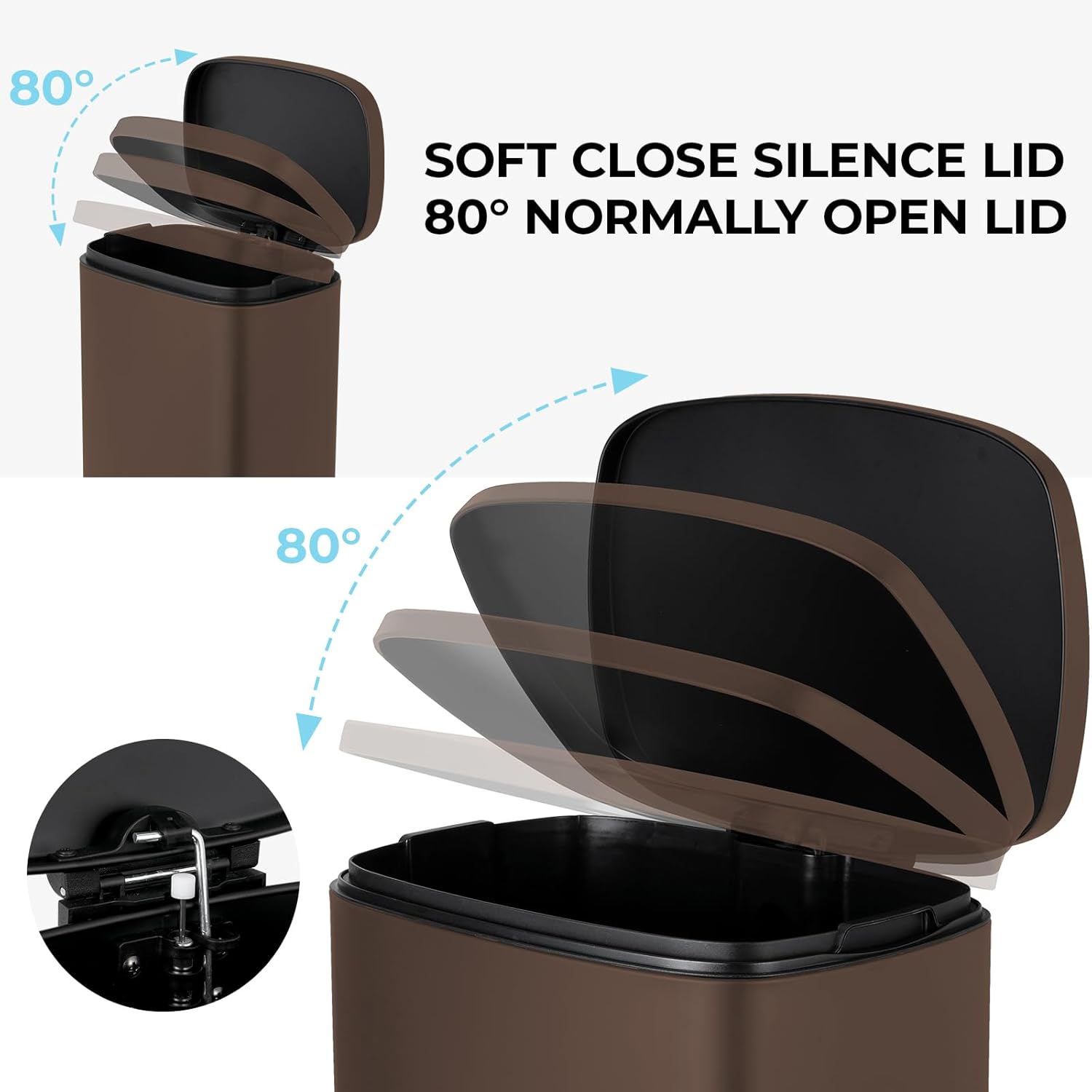 8 Gal Kitchen Trash Can, 30L Recycling or Garbage Bin, Brushed Stainless Steel Waste Basket, Soft&Quiet Close Dustbin, with Step-On Pedal, Removable Inner Bucket, for Home, Office, Living Room