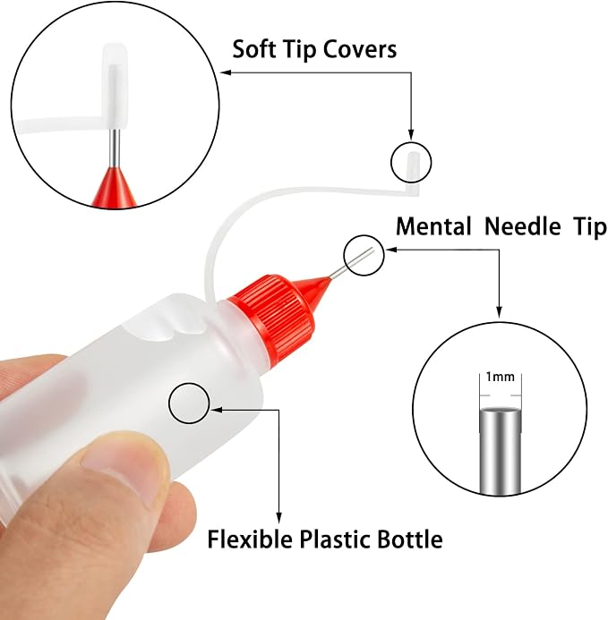 18PCS Precision Needle Tip Glue Applicator Bottles, 6 Color 30ML/1 OZ Fine - Image 2
