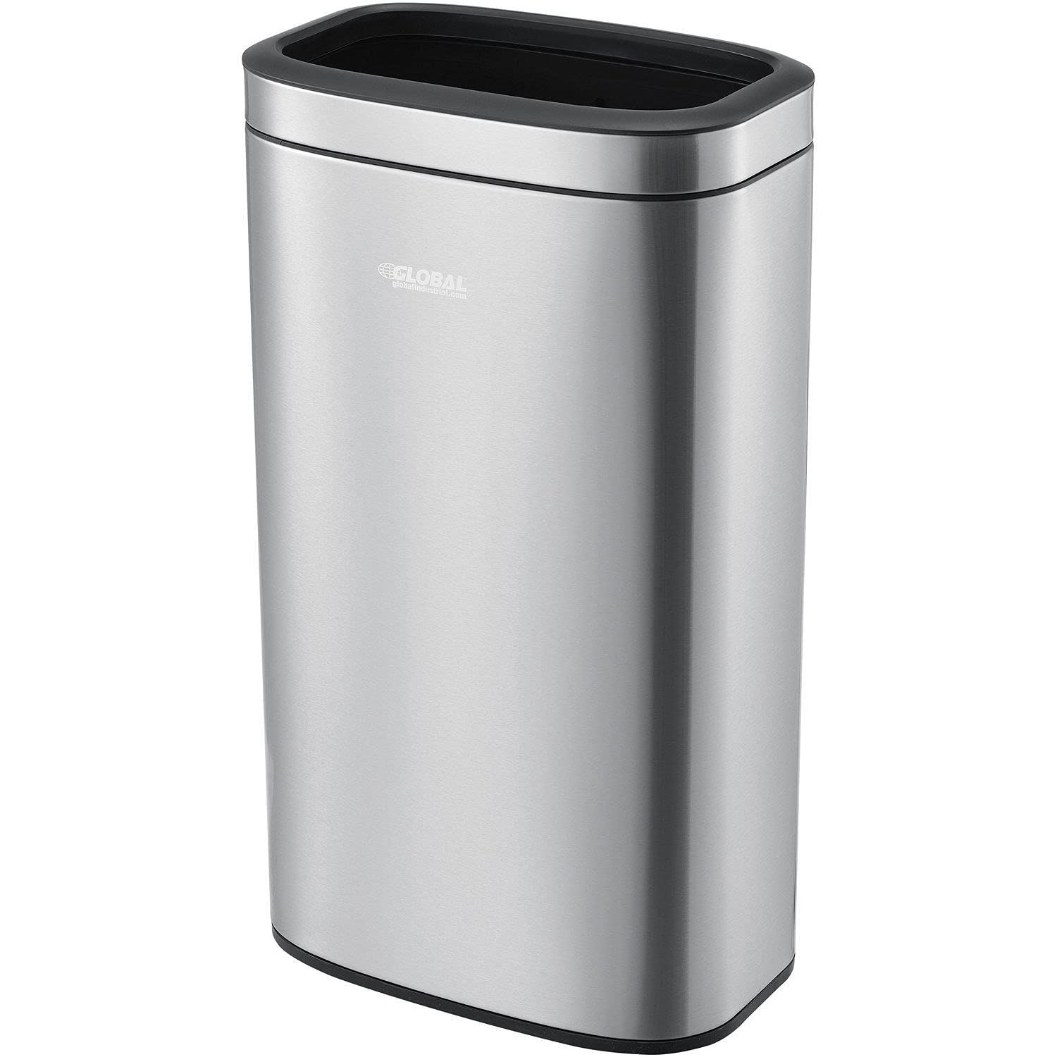 Global Industrial 8 Gallon Stainless Steel Slim Open Top Receptacle