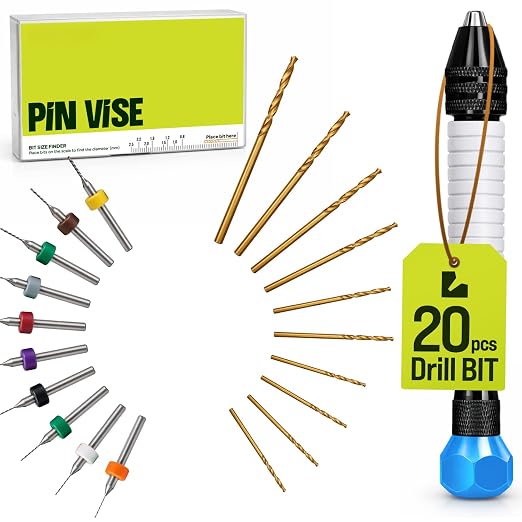 Micro Drill Bits Set with Pin Vise Hand Drill Manual, Jewelry Drill Kit by Craft911byLIME