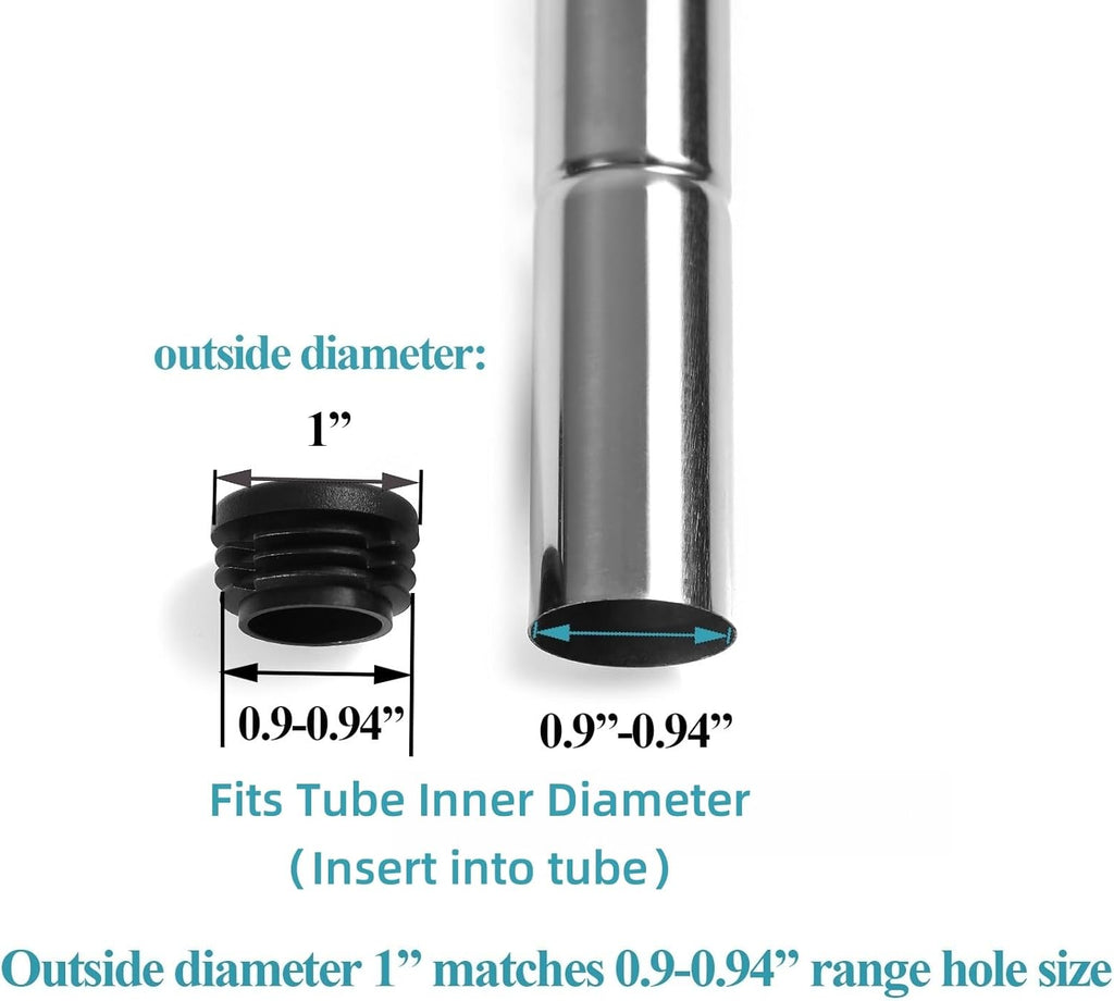 Plastic Plugs Furnigear Tubing End Caps Chair End Caps 1" Outside Bottom Round Tubing Caps Round Furniture Sliders Glides Black (Fit 0.9–0.94" Tube Inner Diameter, 40pack)