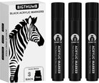 BIGTHUMB 3 Pcs Black Jumbo Permanent Markers: 15mm Wide Tip Thick Acrylic Paint - Image 2