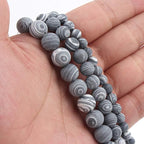 60pcs Natural Matte Black and White Malachite Gemstone Beads，6mm Frosted Round - Image 3
