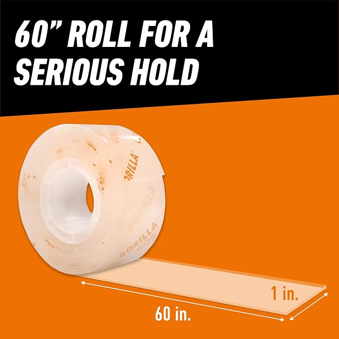 Gorilla Invisible Hold Mounting Tape, Holds up to 15 lbs, Permanent Bond - Image 6