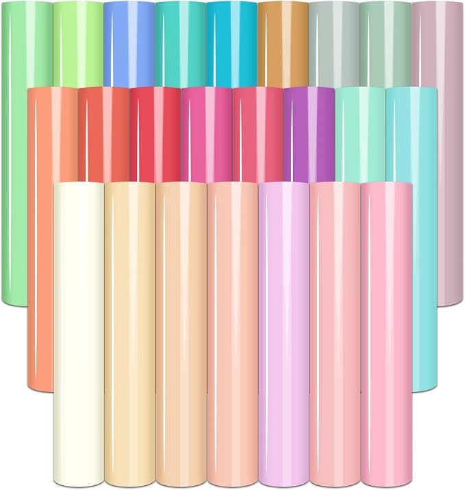 Tintnut Candy Color Heat Transfer Vinyl, 24 Sheets 12×10in Iron on Vinyl | by Tintnut
