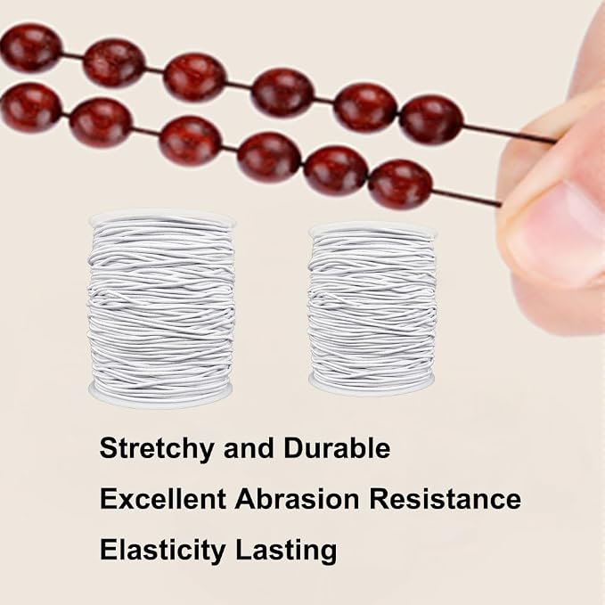 LUSTEMBER Stretchy String for Bracelets, 2 Rolls 1 mm Sturdy Elastic String - Image 5