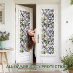 Purple Flower Window Privacy Films, Stained Glass Rainbow Floral Window Sticker - Image 4