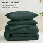 CozyLux Queen Comforter Set Forest Green, 3 Pieces Solid Comforters Queen Size - Image 6