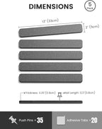 Fluxynara Cork Board Alternative Felt Strip Board 5-Pack 13"x2", Office Pin - Image 2