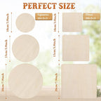 32 Pieces Unfinished Blank Wood Circles Squares - Image 3