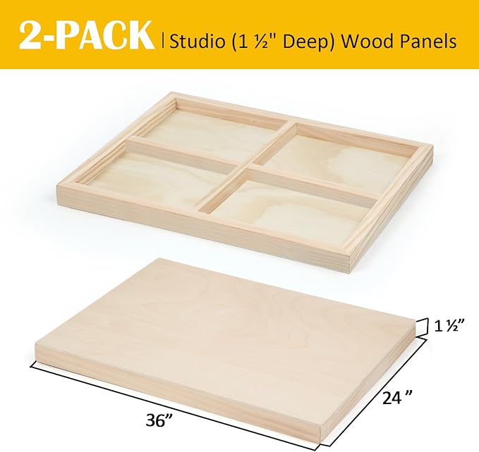 Falling in Art 2 Pack Unfinished Wooden Canvas Panels, 24x36 Gallery Birch Wood - Image 2