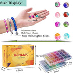 XJRLUK Glass Beads Bracelet Making Kit, Crystal Glass Round Beads Friendship - Image 3