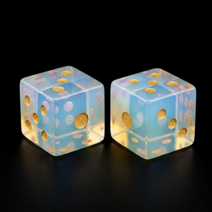2PCS Crystal D6 Dice, 16mm Natural Gemstone Mahjong Dice Set Stone Dice - Image 3