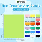 VINYL FROG 18 Sheets Heat Transfer Vinyl Bundle 12"x10" Matte HTV Vinyl Packs - Image 2