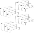 Goabroa 12 Pcs 8'' Clear Display Shelf, 3 Tiers 4mm Thick Transparent Display by Goabroa