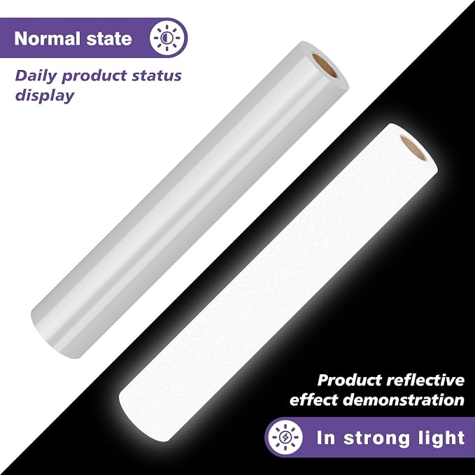 TUMIYA Heat Transfer Vinyl Reflective Light Gray HTV Roll, Reflective HTV Vinyl - Image 3