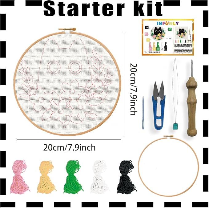 INFUNLY Cat Flowers Punch Needle Kit - Image 2