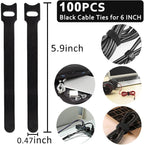 100pcs Cable Ties Reusable All-Black Wire Ties Cable Management Cord Ties - Image 6