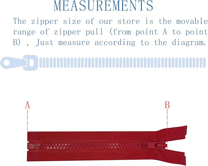 ANPURZII 2PCS #5 20 Inch Red Separating Jacket Zippers - Image 2