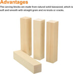 MECCANIXITY 4Pcs Basswood Carving Block, 1.2"x1.2"x6" Square Wooden Dowels - Image 3
