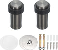 PATIKIL 2Set Round Door Stoppers, 80mm Stainless Steel Door Stop Doorstop Wedge Metal Cylinder Self Adhesive with Screw for Bottom of Door Floor Inside, Gold Tone