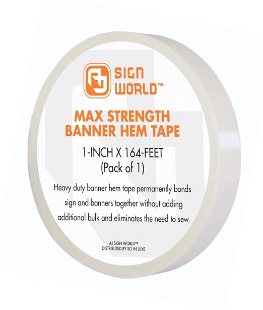 1" MAX Strength Banner Hem Double Sided Permanent Tape by AJSignWorld