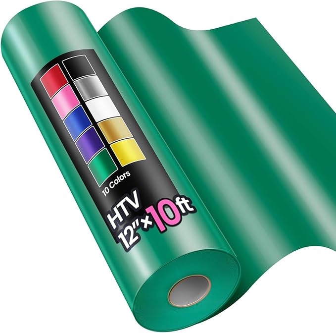 12" x 10ft Heat Transfer Vinyl HTV Rolls Green, Sooez HTV Vinyl by Sooez